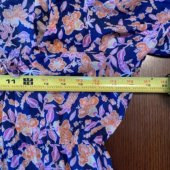 J. Crew Button-front Beach Dress Painted Block Print floral flutter sleeve tie - Picture 4 of 9